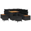 vidaXL Garten-Sofa-Set mit Kissen mit Speicher Schwarz Poly Rattan
