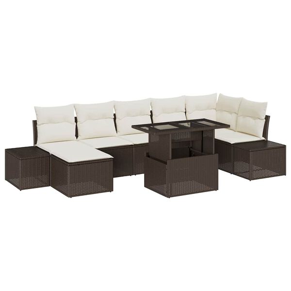 vidaXL Garten-Sofa-Set mit Kissen 8 pcs Braun und Creme