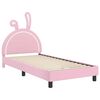 vidaXL Kinderbettgestell mit Kopfteil mit Kopfteil Rosa 90 x 190 cm PU