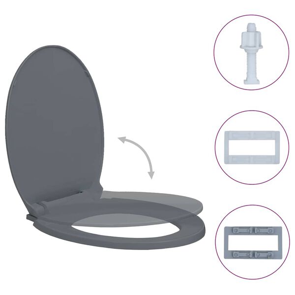 vidaXL Toilettensitz mit Absenkautomatik Grau Oval