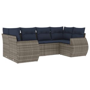 vidaXL 6-teiliges Gartensofa-Set mit Kissen, grau, Polyrattan