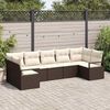 vidaXL Gartensofa-set mit Kissen 7 pcs Braun und Wei&szlig; Poly-Rattan