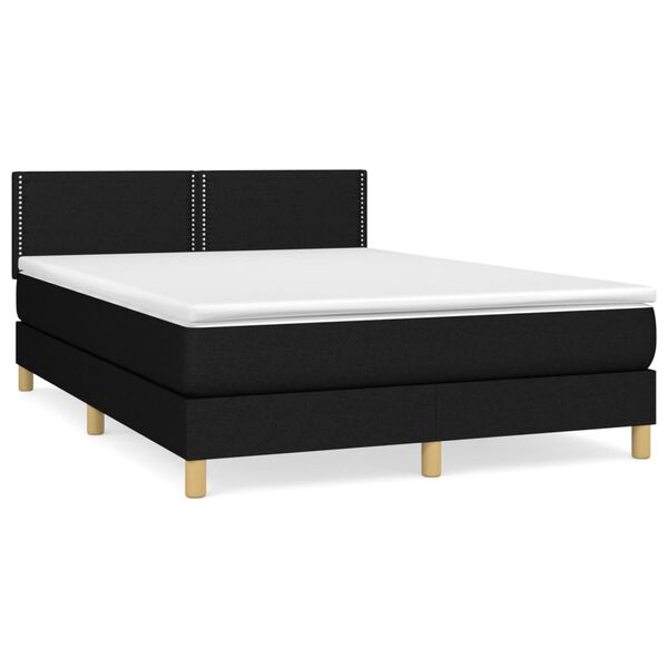 vidaXL Boxspringbett mit Matratze Schwarz 140x190 cm Stoff
