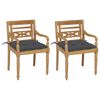 vidaXL Batavia-St&uuml;hle 2 Stk. mit Anthrazit Kissen Teak Massivholz