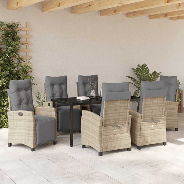 vidaXL Garten Essgruppe 7 pcs Beige Poly-Rattan