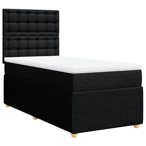 vidaXL Boxspringbett mit Matratze Schwarz 80x200 cm Stoff