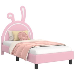 vidaXL Kinderbettgestell mit Kopfteil mit Kopfteil Rosa 80 x 160 cm PU