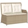 vidaXL Gartenbank Verstellbar mit Kissen Beige Poly Rattan