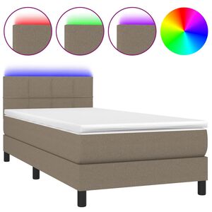vidaXL Boxspringbett mit Matratze & LED Taupe 100x200 cm Stoff