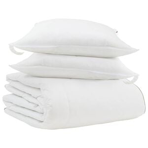vidaXL Winterbettdecke mit Kissen 3 Stk. Wei&szlig; Daunenfeder