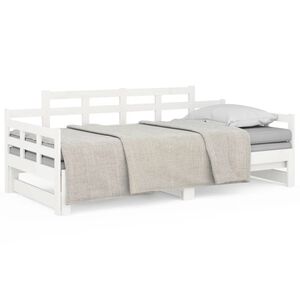 vidaXL Tagesbett Ausziehbar Wei&szlig; Massivholz Kiefer 2x(90x200) cm