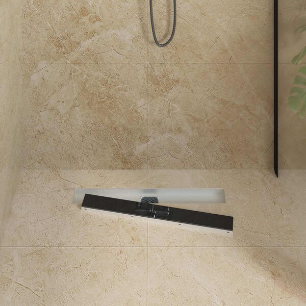 vidaXL Duschabfluss mit Glash&uuml;lle und 360&deg; Siphon Schwarz 60 cm