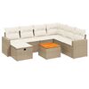 vidaXL 8-tlg. Garten-Sofagarnitur mit Kissen Beige Poly Rattan