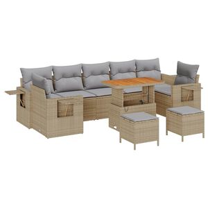 vidaXL Gartensofa-set mit Kissen 10 pcs Beige und Hellgrau Poly-Rattan