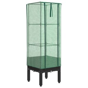 vidaXL Hochbeet mit Gew&auml;chshaus-Aufsatz Rattan-Optik 40x40x140 cm