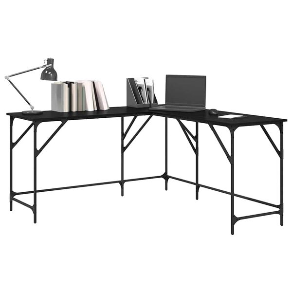 vidaXL Schreibtisch Schwarz Eichen-Optik 149 x 149 x 75 cm
