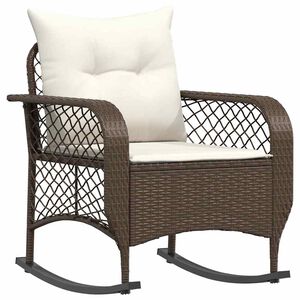 vidaXL Garten-Schaukelstuhl mit Kissen Braun Poly Rattan