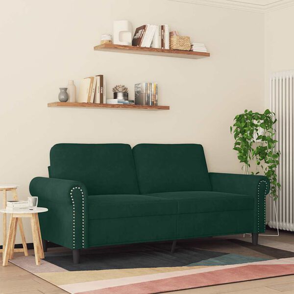 vidaXL 2-Sitzer-Sofa Dunkelgr&uuml;n 140 cm Samt