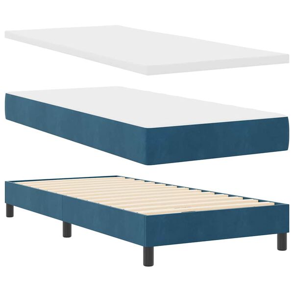 vidaXL Boxspringbett mit Matratze Dunkelblau 200 x 90 cm Samt