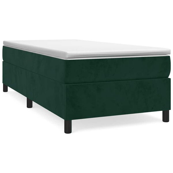 vidaXL Boxspringbett mit Matratze Dunkelgr&uuml;n 90x190 cm Samt