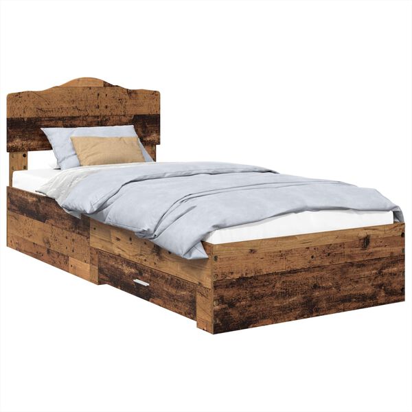 vidaXL Bettrahmen mit Kopfteil Altholz 100 x 200 cm Holzwerkstoff