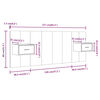 vidaXL Kopfteil mit Nachttischen Wei&szlig; Holzwerkstoff