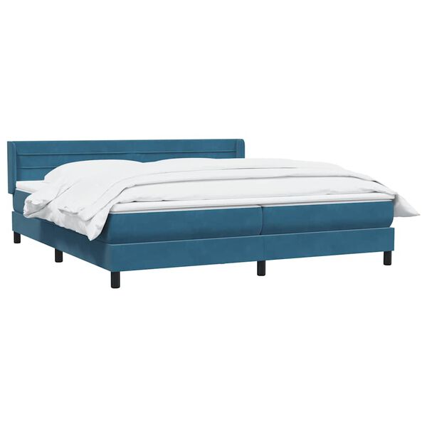 vidaXL Boxspringbett mit Matratze Dunkelblau 180x210 cm Samt
