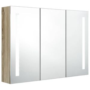 vidaXL LED-Bad-Spiegelschrank 89x14x62 cm Eichen-Optik