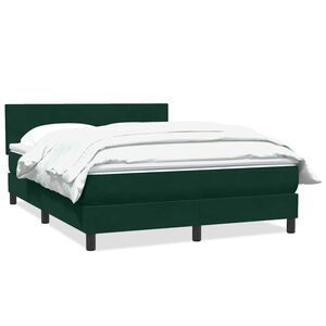 vidaXL Boxspringbett mit Matratze Dunkelgr&uuml;n 160x220 cm Samt