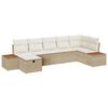 vidaXL Gartensofa-set mit Kissen mit Speicher 7 pcs Beige Poly-Rattan