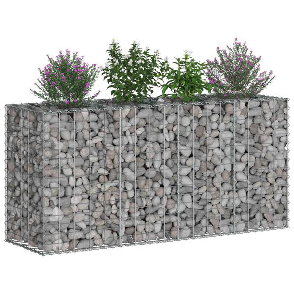 vidaXL Gabionen Hochbeet Silber 170 x 50 x 80 cm Verzinkter Stahl