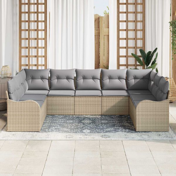 vidaXL Gartensofa-set Beige Poly-Rattan