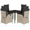 vidaXL 5-tlg. Garten-Essgruppe mit Kissen Hellgrau Poly Rattan