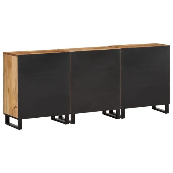 vidaXL Sideboard 3 Stk. 60x34x75 cm Raues Massivholz Mango