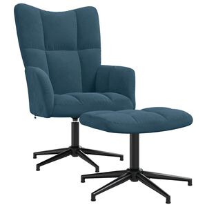 vidaXL Relaxsessel mit Hocker Blau Samt