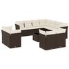vidaXL 12-tlg. Garten-Sofagarnitur mit Kissen Braun Poly Rattan