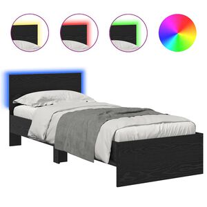 vidaXL Bettrahmen Schwarz Eichen-Optik 75 x 190 cm Holzwerkstoff