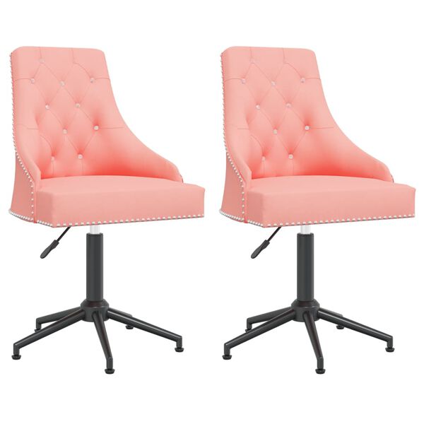 vidaXL Esszimmerst&uuml;hle 2 Stk. Drehbar Rosa Samt