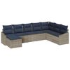 vidaXL Gartensofa-set mit Kissen 8 pcs Grau und Marineblau Poly-Rattan
