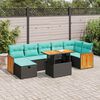 vidaXL 8-tlg. Garten-Sofagarnitur mit Kissen Grau Poly Rattan Akazie