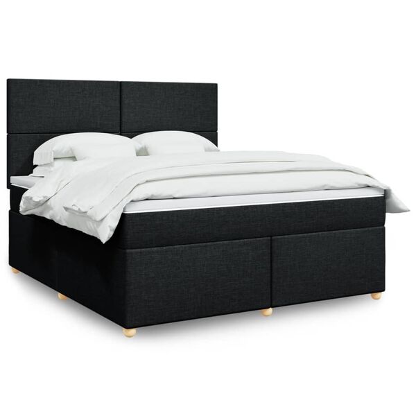 vidaXL Boxspringbett mit Matratze Schwarz 180x200 cm Stoff
