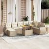 vidaXL 9-tlg. Garten-Sofagarnitur mit Kissen Beige Poly Rattan