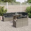 vidaXL Gartensofa-set mit Speicher mit Kissen 9 pcs Grau Poly-Rattan