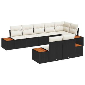vidaXL Gartensofa-set 8 Stk. 8-Sitzanzahl Schwarz und Creme Polyrattan