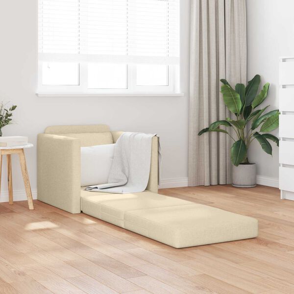 vidaXL Schlafsofa 60cm Creme Stoff