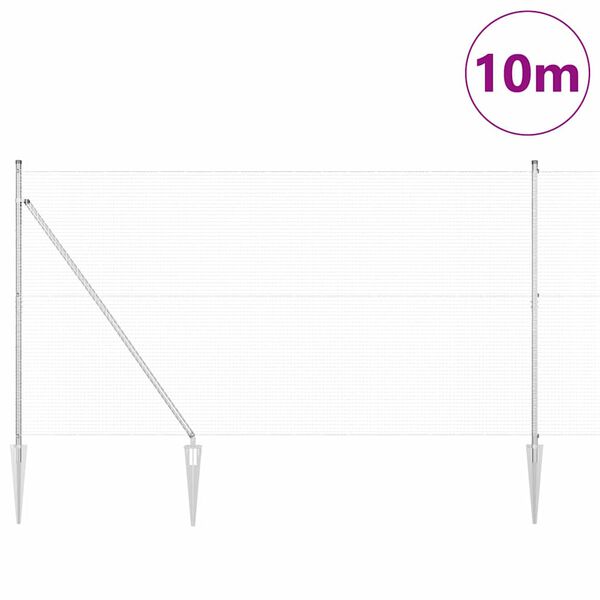 vidaXL Zaunpfosten Silber 10 x 1,5 m (19 x 19 mm Maschenweite) Stahl