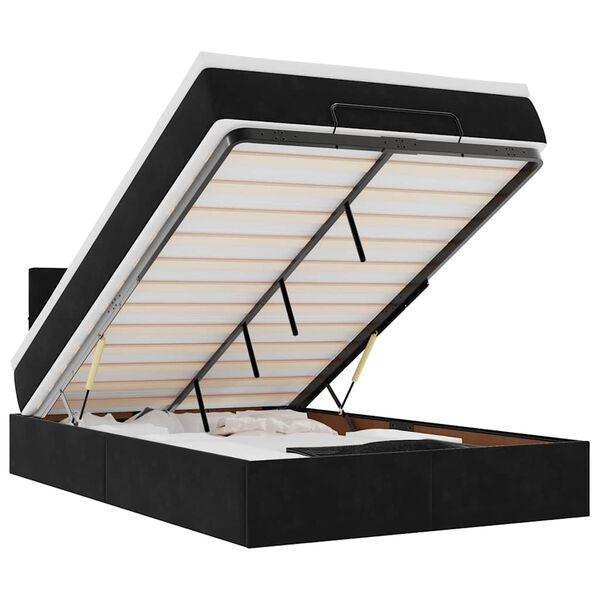 vidaXL Ottoman-Bett mit Matratze & LEDs Schwarz 120x200 cm Samt