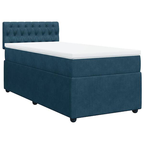 vidaXL Boxspringbett mit Matratze Blau 90x190 cm Samt