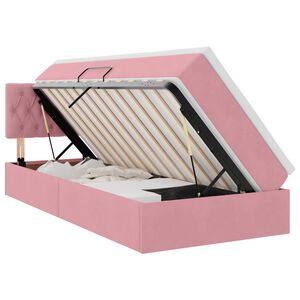 vidaXL Bett mit Stauraum und LED mit Matratze Rosa 90 x 190 cm Samt