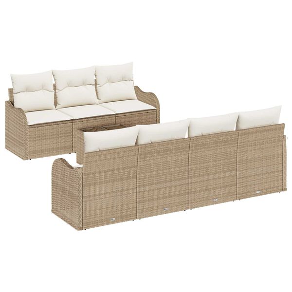 vidaXL Gartensofa-set mit Kissen mit Speicher 8 pcs Beige und Creme